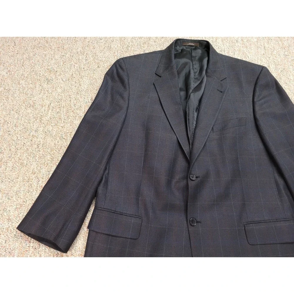 Joseph Abboud Blazer Mens 44R Grey Silk‎ Wool Windowpane Sport Coat Nordstrom